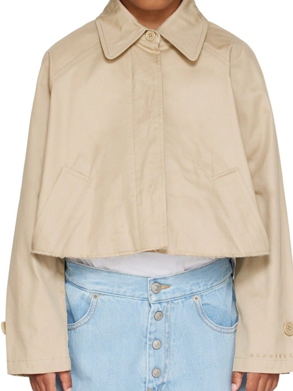 MM6 Maison Margiela Beige Cropped Cotton Twill Jacket Size 16